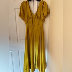 Lela Rose Hammered Satin Midi Dress